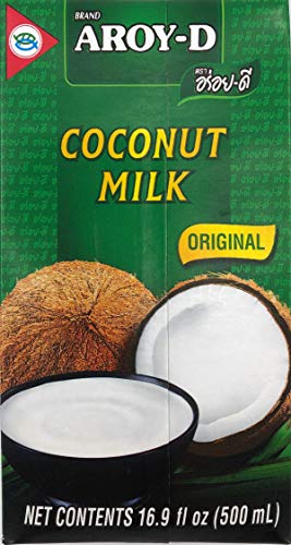 Paquete de 6 Leche de coco AROY-D con E435 [6x 500 ml] Leche de coco ~ Leche de coco