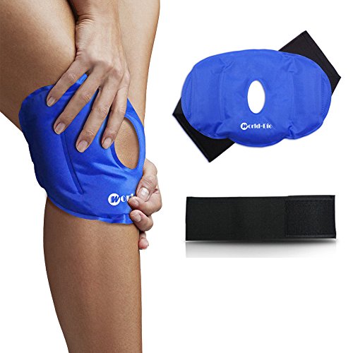 Paquete de frío de gel de hielo para rodilla para rodilla reutilizable con correa - Perfecto para cirugía de reemplazo, hinchazón, alivio del dolor articular, artritis y más - (9.8"x 6.5")