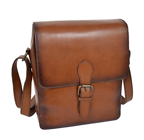 Para Hombre Vendimia Real Cuero Vuelo Bolso Cuerpo Cruzado Hombro Organizador Faltriquera Perth Bronceado New