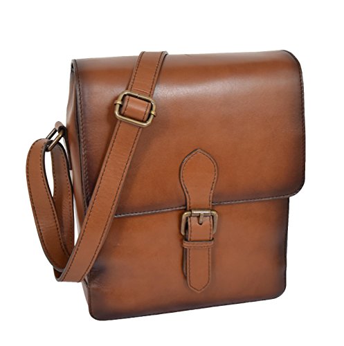 Para Hombre Vendimia Real Cuero Vuelo Bolso Cuerpo Cruzado Hombro Organizador Faltriquera Perth Bronceado New