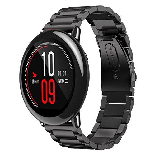 Para Xiaomi Huami Amazfit A1602 - Sannysis Correa de acero inoxidable Xiaomi Banda (Negro)