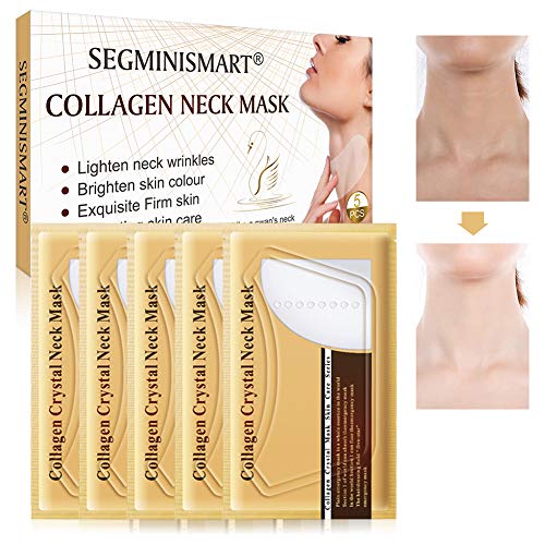 Parche Antiarrugas Cuello,Máscara de Cuello de Colágeno,Máscara para Cuello, Reutilizable para un Cuello Apretado sin Arrugas, Reparación Perfecta, Levantamiento, 5 piezas