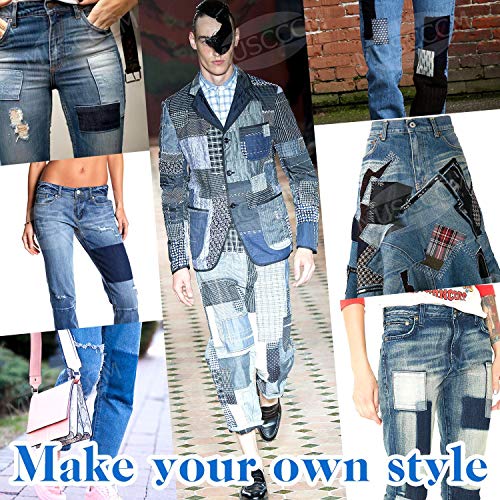 Parches Termoadhesivos, Muscccm 15 Piezas Parches de Vaqueros Coser o Planchar en Los Parches Apliques para Ropa Camiseta Jeans,5 Colores(5 x 5 pulgadas, 3 x 3 pulgadas, 2 x 3 pulgadas)