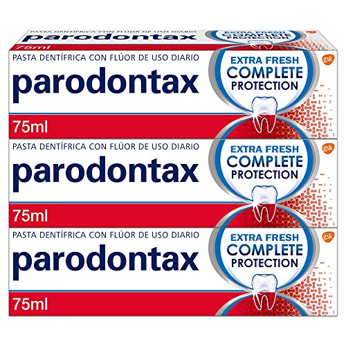 Parodontax Complete Protection Extra Fresh Pasta de Dientes con Flúor, Ayuda a Detener y Prevenir el Sangrado de Encías - Pack de 3 x 75 ml