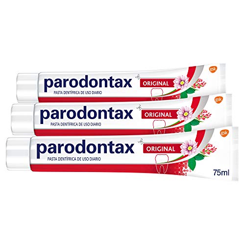 Parodontax Original - Pasta de Dientes que Ayuda A Detener y Prevenir El Sangrado de Encías, Sabor Menta y Jengibre - Pack de 3 x 75 ml