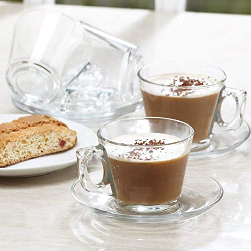 Pasabahce 97302 - 6 tazas de café con platillo "Vela", para té, café y capuchino, para 6 personas