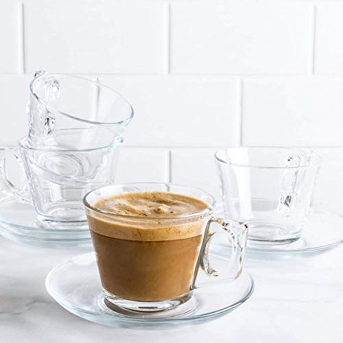 Pasabahce 97302 - 6 tazas de café con platillo "Vela", para té, café y capuchino, para 6 personas