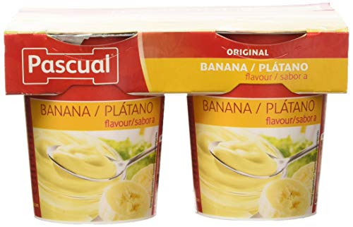 Pascual Yogur Sabor Plátano - Paquete de 4 x 125 gr - Total: 500 gr - , Pack de 6