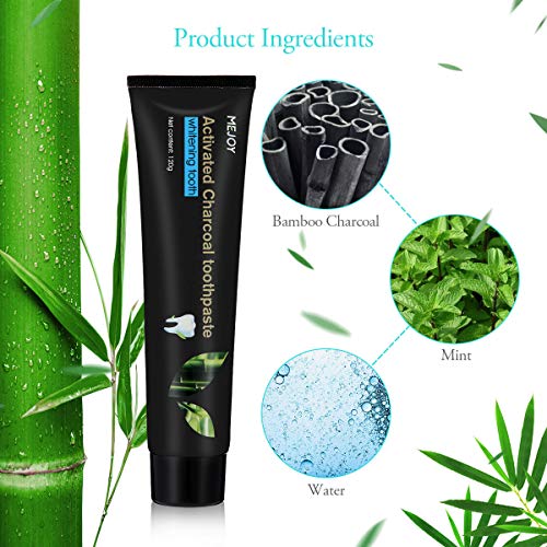 Pasta de Dientes Carbón Activado de Bambú, Luckyfine Pasta de Dientes Blanqueadora, Refresca el Aliento y Elimina las Manchas