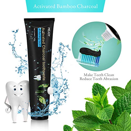 Pasta de Dientes Carbón Activado de Bambú, Luckyfine Pasta de Dientes Blanqueadora, Refresca el Aliento y Elimina las Manchas