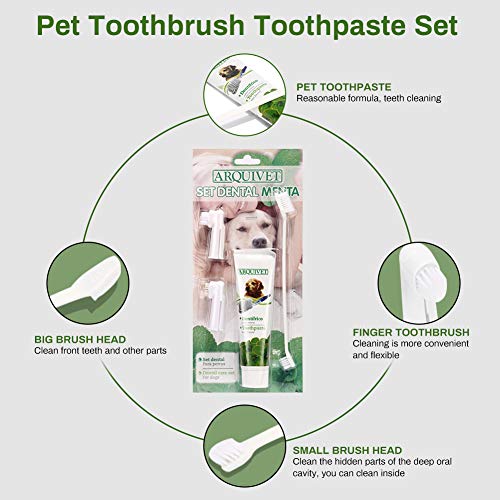 Pasta Dental Perros, Dog Toothpaste, Cepillo de Dientes para Perro, Cuidado Dental para Perros y Gatos, Mejorar la Higiene Oral Previene la Enfermedad de Las Encías y la Placa, Refrescar el Aliento