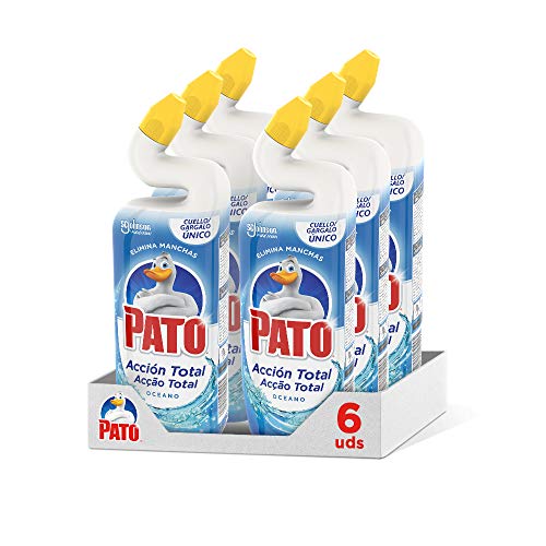 Pato - Wc Acción Total aroma Oceano, Limpiador para inodoro, limpia y perfuma, 750 ml - [Pack de 6]