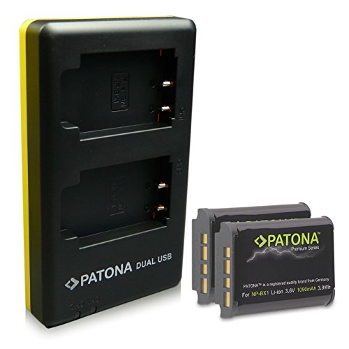 PATONA Cargador Doble + 2X Premium Batería NP-BX1 Compatible con Sony CyberShot DSC-RX100 DSC-H400 DSC-WX500