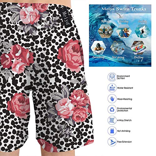 Patrón Floral con Rosas en Leopardo Acuarela Hombre Bañador Verano 3D Impresión Gráfico Casual Casual Natación Pantalones Cortos XL