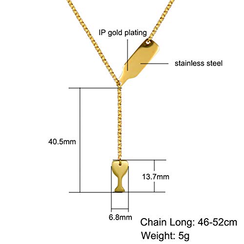 PAURO Joyas Y Colgante Collar Mujer Acero Inoxidable Botella de Vino Copa de Cerveza Forma Dorada