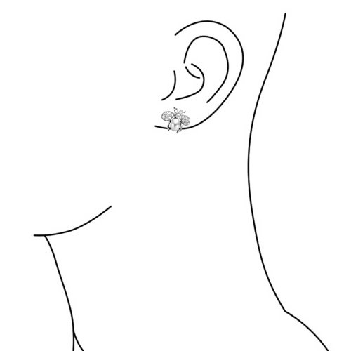 Pave CZ insecto reina bumble abeja blanca agua dulce perla cultivada pendientes para las mujeres plateado latón