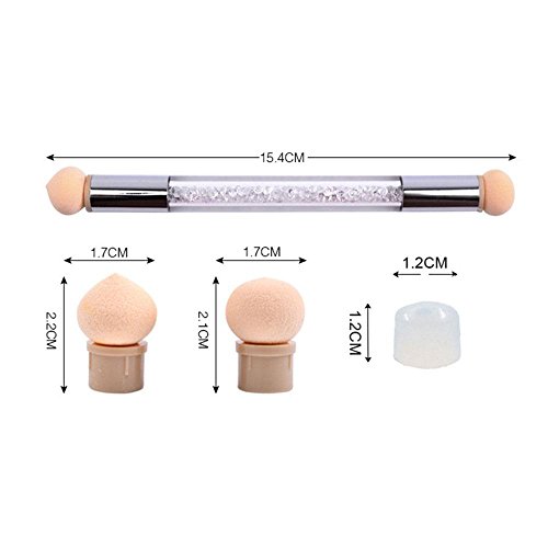 Pawaca - Cepillo de uñas con punta doble para manualidades, 4 cabezales de esponja reemplazables, color blanco