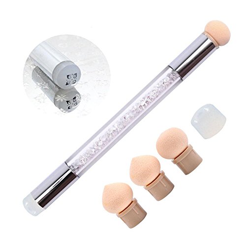 Pawaca - Cepillo de uñas con punta doble para manualidades, 4 cabezales de esponja reemplazables, color blanco