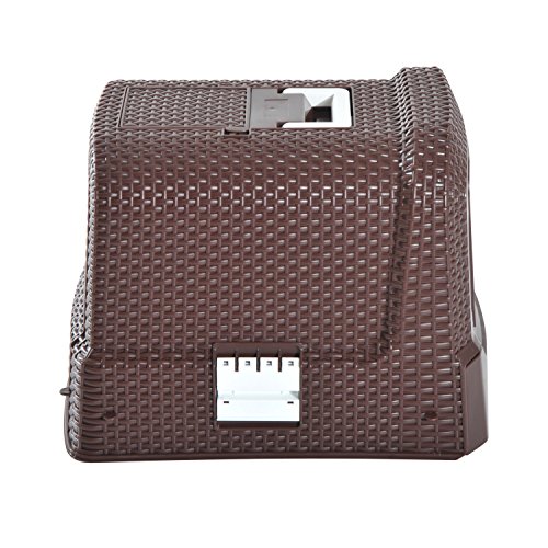 PawHut Arenero Gatos Portatil Cubierto 54x42x41cm Aseo Puerta Basculante Cafe Nuevo