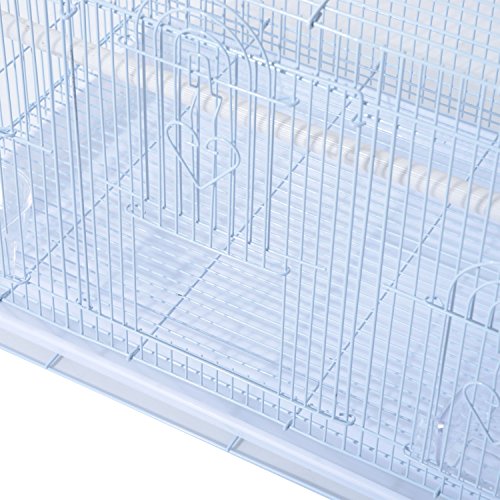 PawHut Jaula Pajaros 60x41x41cm Pajarera Pajaro Loros Canarios Cotorras Hierro Blanco