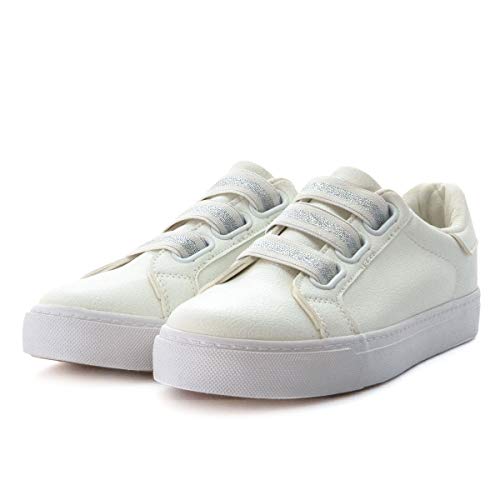 PAYMA - Zapatillas Bambas Deportivas Plataforma Mujer. Tenis Deporte, Casual y Caminar. Cierre Elastico y Velcro. Blancas y Animal Print