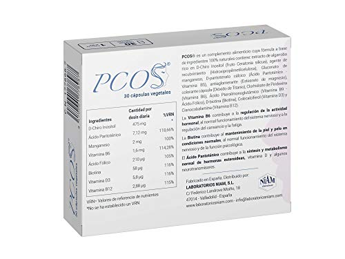PCOS - Complemento alimenticio con D-Chiro Inositol, vitaminas y minerales - 30 cápsulas