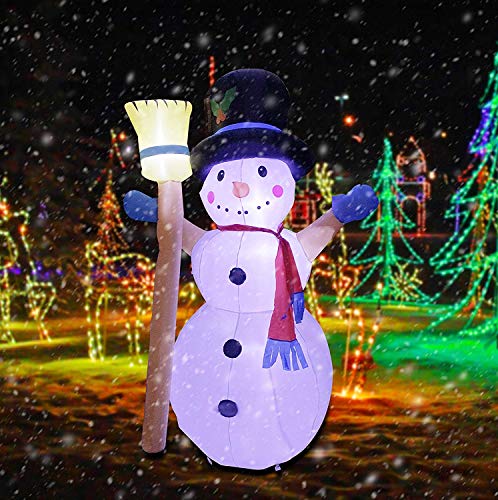 PDXGZ Muñeco de Nieve Inflable 120 cm Luces LED Tela Plastico Adorno Navidad, Decoración para Centro Comercial de jardín al Aire Libre Familiar