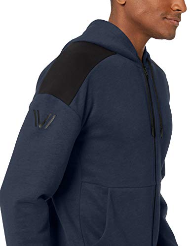 Peak Velocity – Sudadera con capucha con cremallera completa con forro polar de peso medio y corte ancho para hombre, Azul Oscuro, US M (EU M)