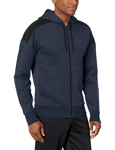 Peak Velocity – Sudadera con capucha con cremallera completa con forro polar de peso medio y corte ancho para hombre, Azul Oscuro, US M (EU M)