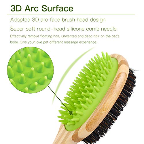 Pecute Cepillo Doble para Perro y Gato Profesional 2 en 1 Peine de Masaje para Baño Eliminar el Pelo Flotante, Vello Malo y Muerto para Aseo de Mascotas