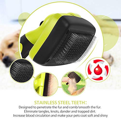 Pecute Cepillo Perros y Gatos Peine para Mascotas Quitar y Remover el Pelo Muerto Carda con Púas Flexible de Acero Inoxidable para Desenredar y Peinar a Mascotas, Reduce 95% de Pelo Suelto Cómodo