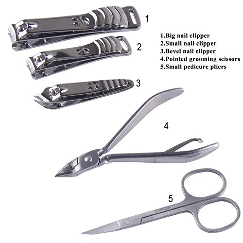 Pedicura Manicura,Diealles Set de Acero Inoxidable de Manicura,Pedicura,Cortauñas,Viajes & Grooming Kit con Funda de PU Piel Marrón (Manicura Pedicura 12 en 1)