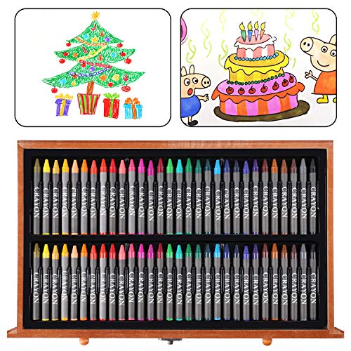 Pedy - 142 pcs Juego de pinturas para niños, maletín de madera, caja de pinturas, lápices de cera, acuarelas, lápices de colores, pasteles al óleo, pasta de aceite, lápices de carbón, paleta, pinceles