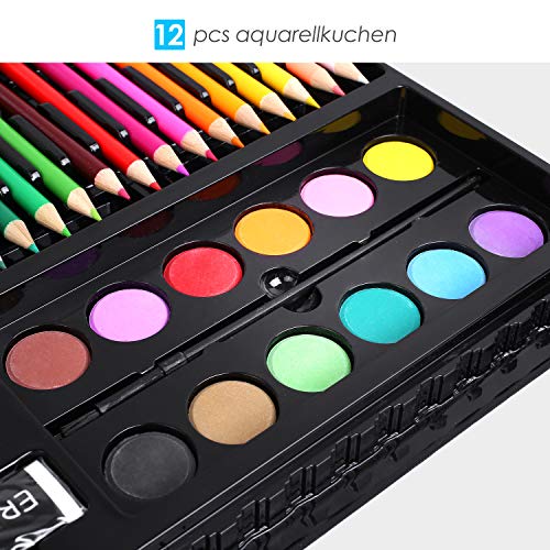 PEDY 164 pcs Maletín de Lápices de Colores, Set Artístico para Dibujar y Bocetar, Juego de Pintura para Niños, Artistas Principiantes, Estuche de Dibujo, Incluye Bloc de Dibujo