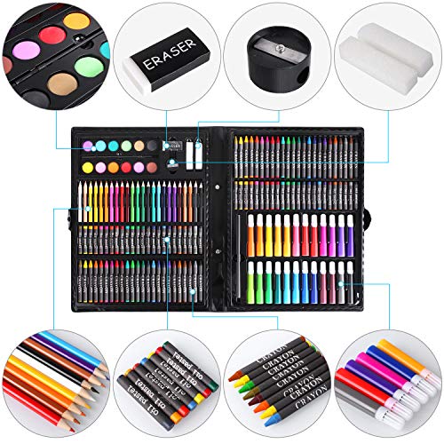 PEDY 164 pcs Maletín de Lápices de Colores, Set Artístico para Dibujar y Bocetar, Juego de Pintura para Niños, Artistas Principiantes, Estuche de Dibujo, Incluye Bloc de Dibujo