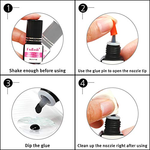 Pegamento de Pestañas 5ml Pegamento de Extensión de Pestañas 1-2 Second Eyelash Extension Glue Cola de Pestañas de Secado Rápido