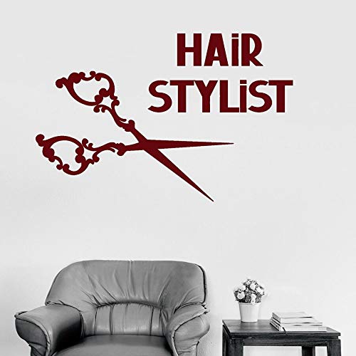Pegatina de pared de peluquería, tijeras de arte creativo, pegatina de pared, peluquería, peinado, decoración de belleza, Mural, diseño de cabello 74x112cm