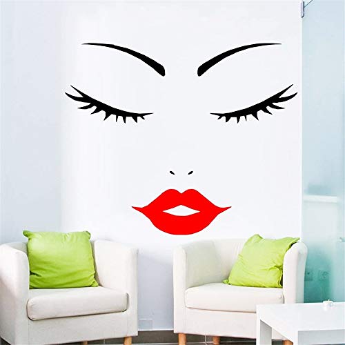 pegatina de pared frases pegatinas decorativas pared Cara de mujer Cara de mujer Pestañas Labios rojos Pestañas Descargar Pestañas Silueta Labios rojo oscuro