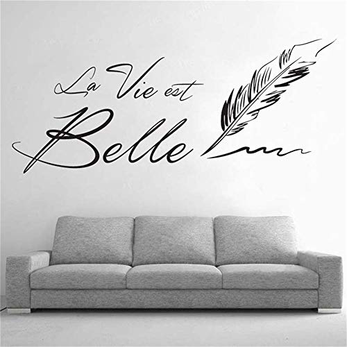 pegatina de pared pegatina de pared 3d Cartas"LA VIE EST BELLE" Sentencia francesa creativa Hermosa vida para la sala de estar Decoración del hogar