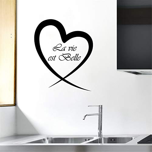 pegatina de pared pegatina de pared 3d Creative La Vie Est Belle para decoración del hogar negro