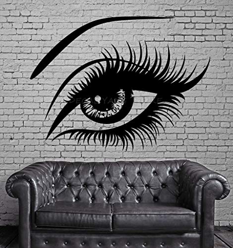 Pegatina de vinilo para pared con pestañas grandes, calcomanía de ojo de mujer bonita Sexy, pegatina de decoración para el hogar, pegatina de pared, diseño de hogar, calcomanía de arte mural-103x131cm