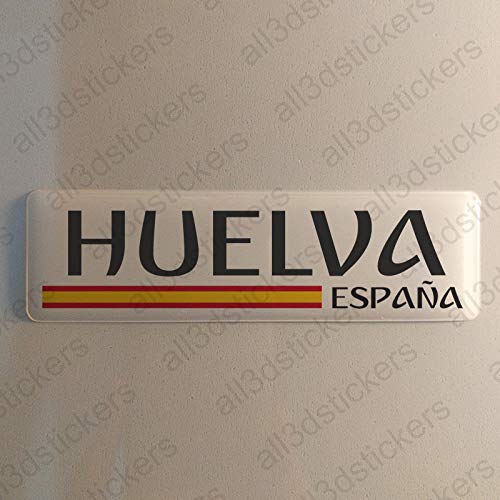 Pegatina Huelva España Resina, Pegatina Relieve 3D Bandera Huelva España 120x30mm Adhesivo Vinilo