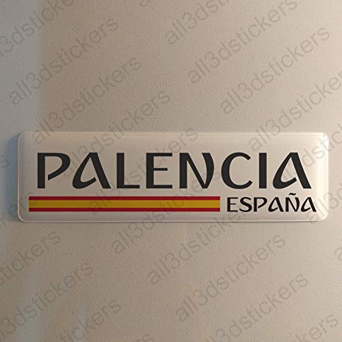 Pegatina Palencia España Resina, Pegatina Relieve 3D Bandera Palencia España 120x30mm Adhesivo Vinilo