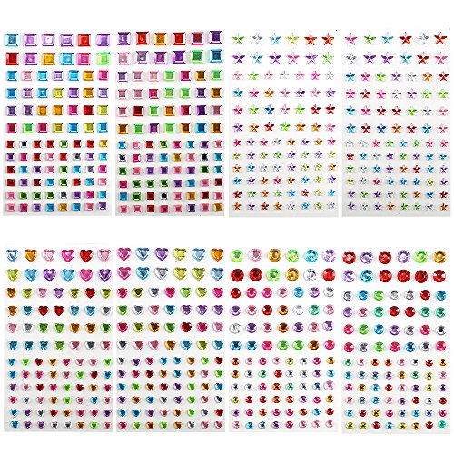 Pegatinas brillantes LULUNA 8 tabletas adhesivos piedras colores 704pcs pegatinas de diamantes de imitación para teléfono DIY decoración niños manualidades