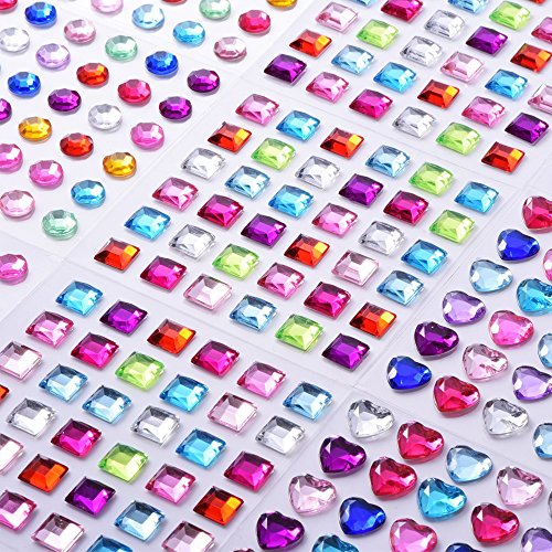 Pegatinas brillantes LULUNA 8 tabletas adhesivos piedras colores 704pcs pegatinas de diamantes de imitación para teléfono DIY decoración niños manualidades