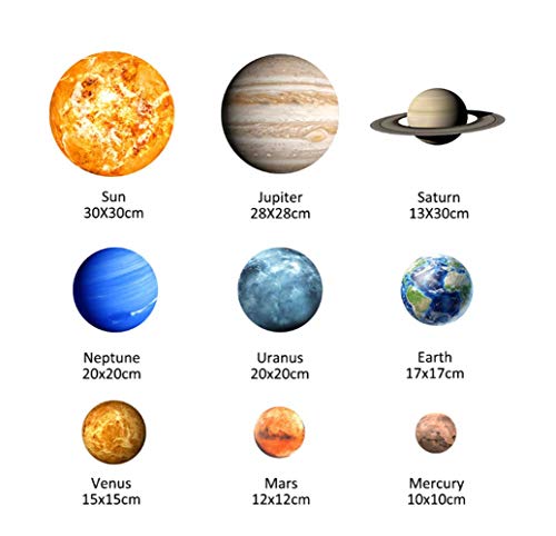 Pegatinas de Pared Luminosos 9 Planetas Pegatina Luminosa 3D Etiqueta Engomada para Habitación Infantil