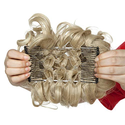 Peines Extensiones de cabello ondulado rizado Moño Extensiones de clip de pelo Natural Ponytail Hair Extensions Chignon rubio ceniza a blanqueador rubio