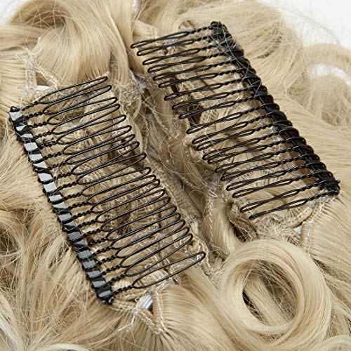 Peines Extensiones de cabello ondulado rizado Moño Extensiones de clip de pelo Natural Ponytail Hair Extensions Chignon rubio ceniza a blanqueador rubio