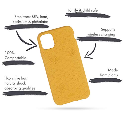 Pela - Funda para el iPhone XR - 100% compostable - Biodegradable - Hecho con Plantas - Cero residuos (XR Honey Bee)