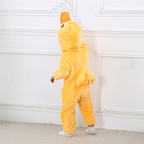 Pelele para bebé recién nacido, unisex, diseño de animales, con cremallera y capucha, mono de franela para otoño e invierno Pato amarillo 24 meses